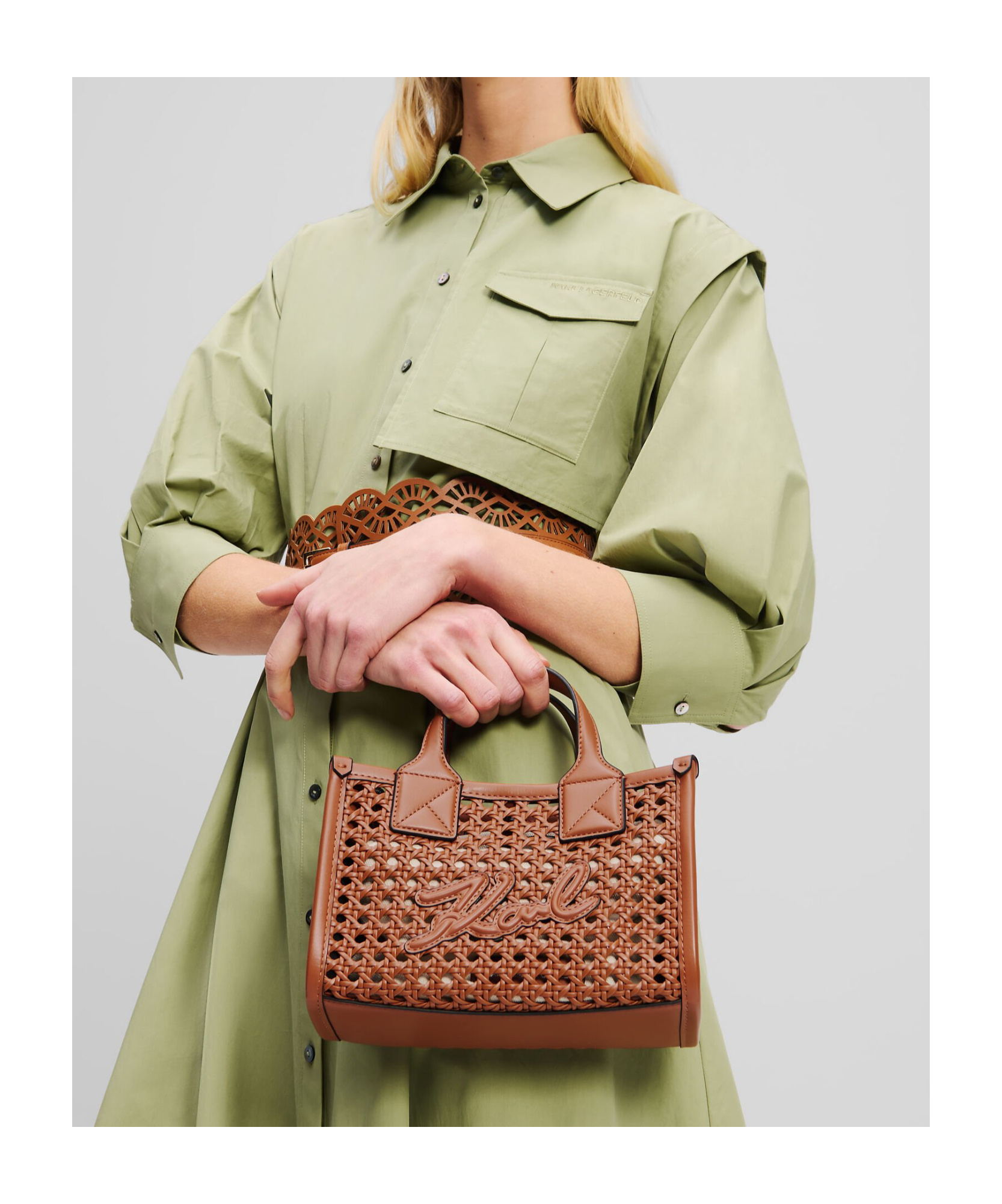 Karl Lagerfeld Small K/skuare Bag In Dark Tan