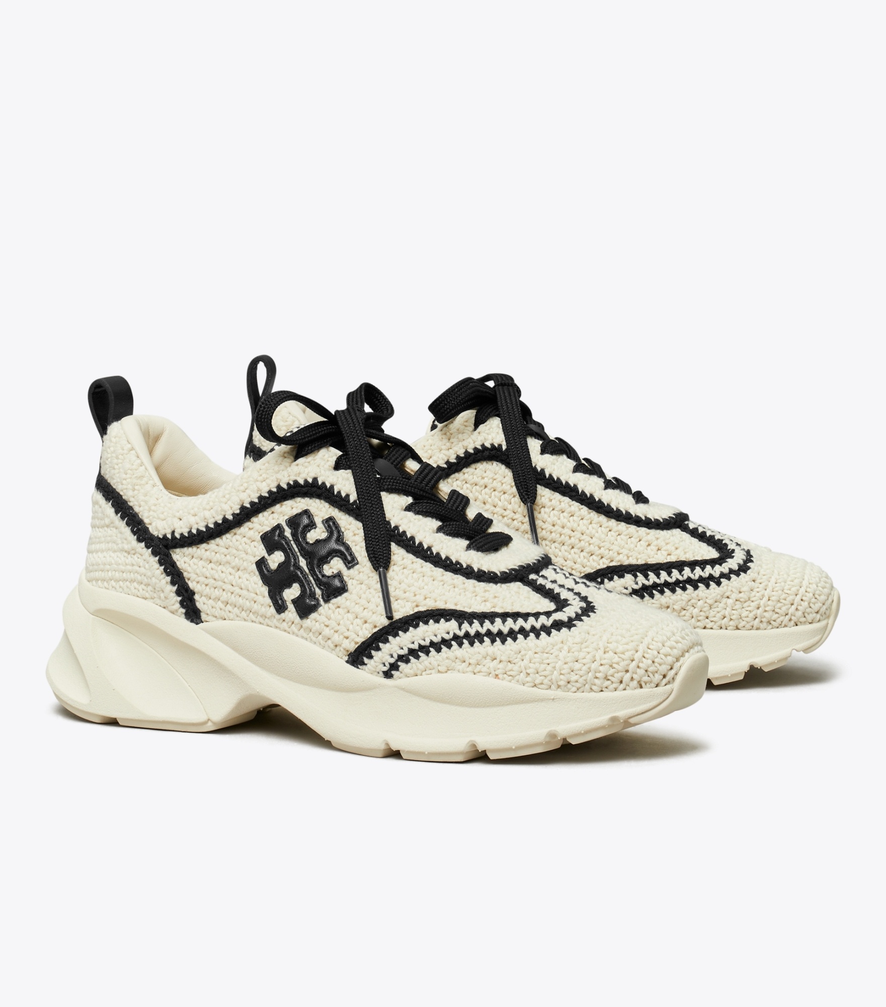 Shop Tory Burch Good Luck Crochet Trainers In White