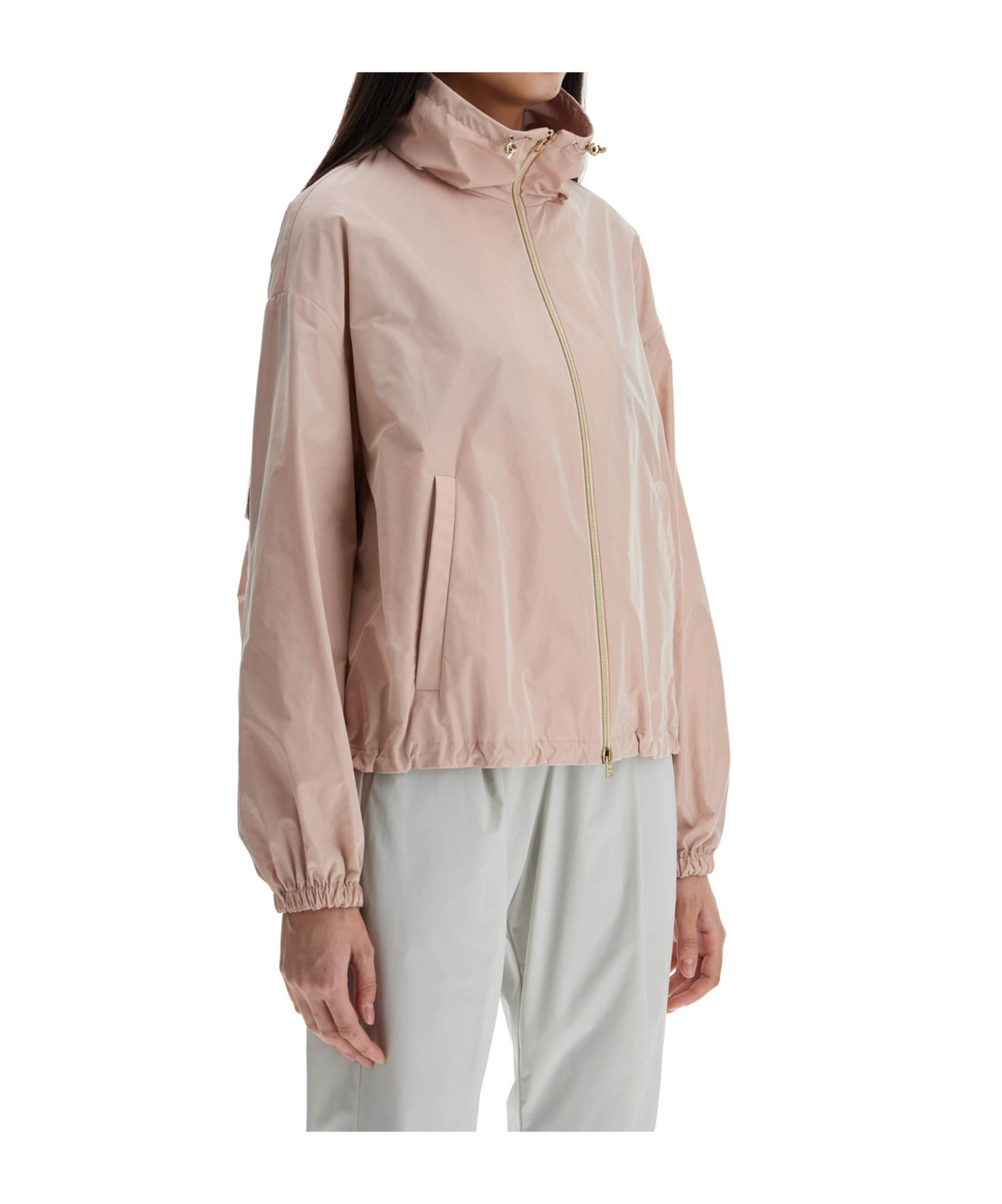 Herno Zippered Long Sleeve Casual Jacket In Pink