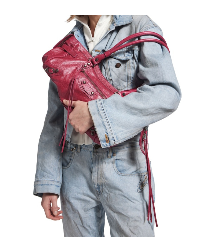 Balenciaga Women East West Leather Shoulder Bag In Pink