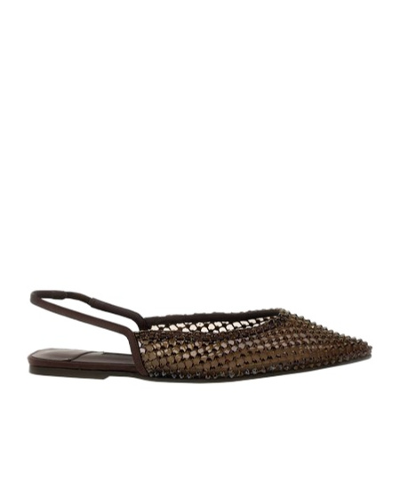 Le Silla Brown Slingback Ballet Flats In Black