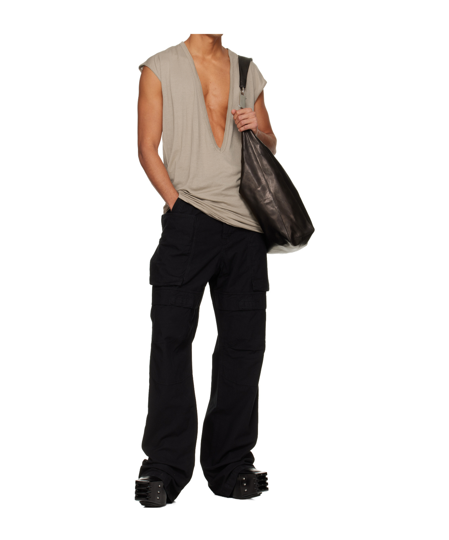 Rick Owens Drkshdw Dylan Plunge-neck Sleeveless T-shirt In Gray