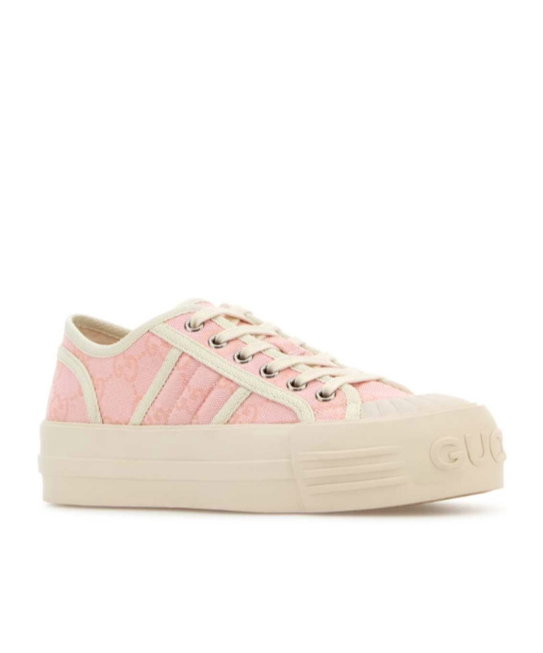 Gucci Pink Canvas Sneakers In Nude