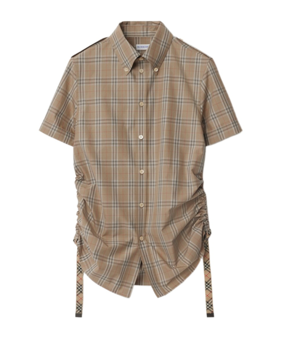 Burberry Slim-fit Check Cotton Shirt In Nude