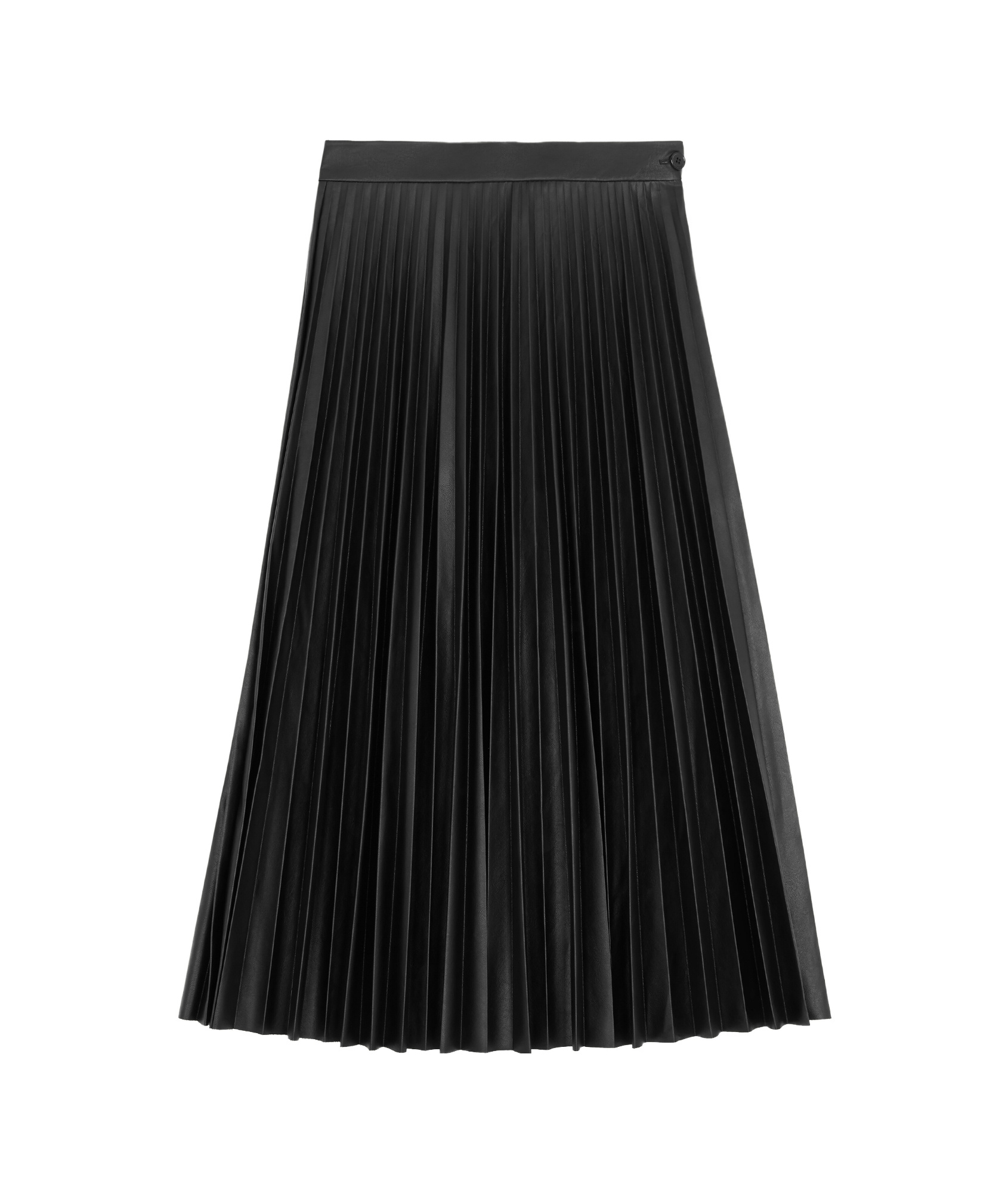 Mm6 Maison Margiela Pleated Faux Leather Midi Skirt In Black