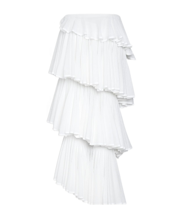 Alaïa Knit Spiral Skirt In White