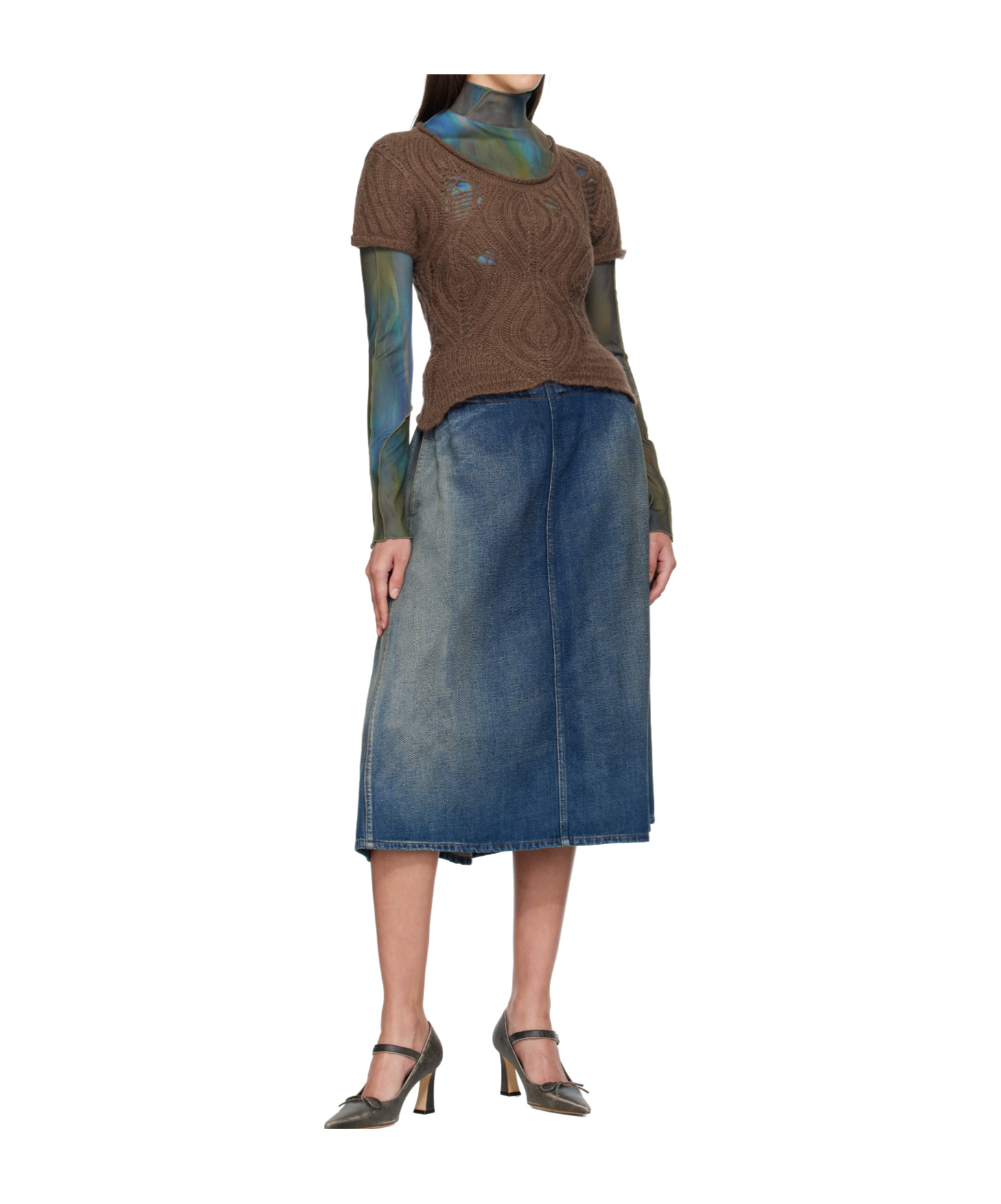 Andersson Bell Cap Sleeve Sweater Layered Tee In Brown