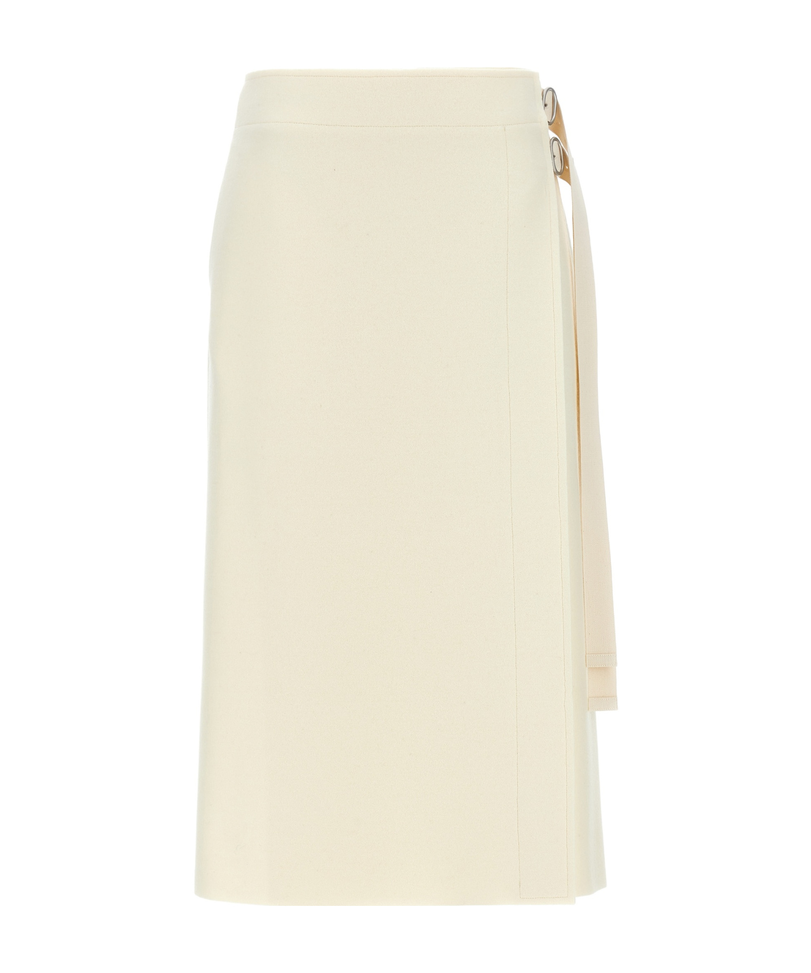Jil Sander Waist Belt Knee-length Skirt With Side Buckle In White