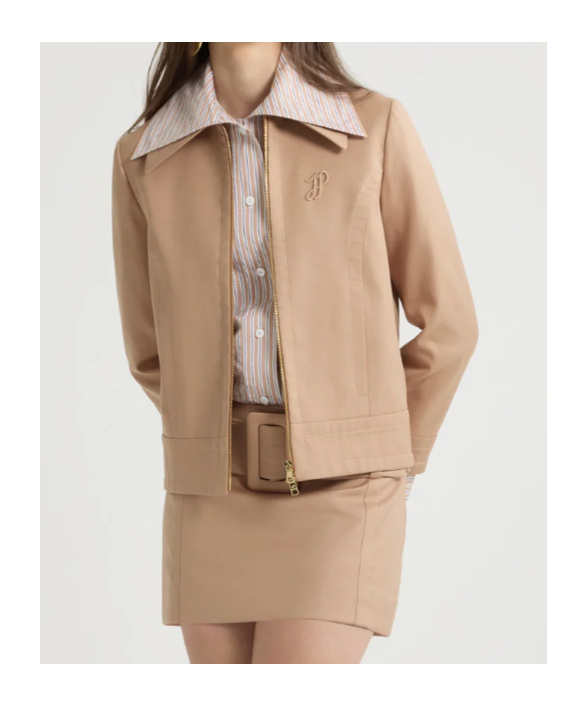 Patou Zip-up Cropped Twill Jacket In Neutral
