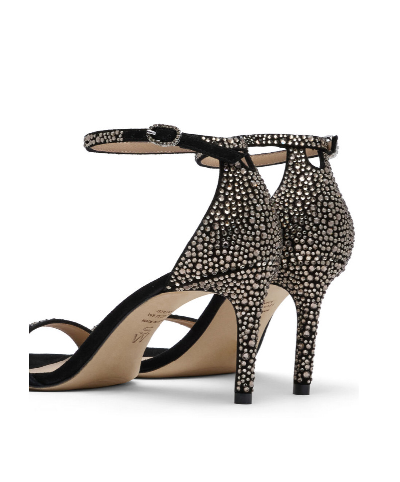 Stuart Weitzman 75mm Nudist Shine Sandals In Black
