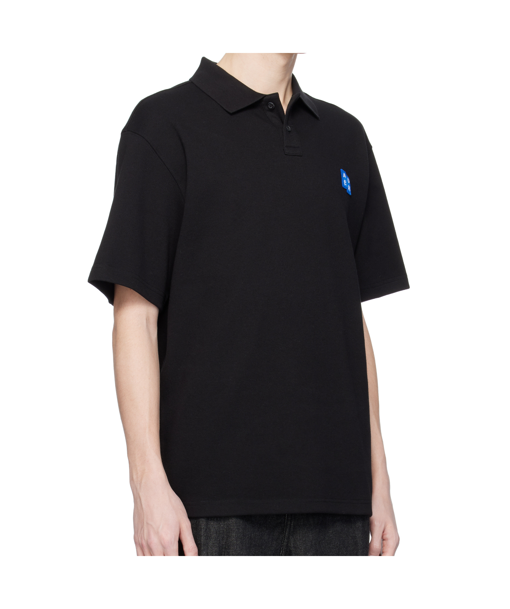 Ader Error Lapel Short Sleeve Polo Shirt In Black