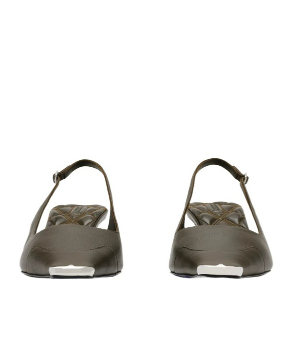 Shop Burberry 50mm Leather Slingback Pumps In Green