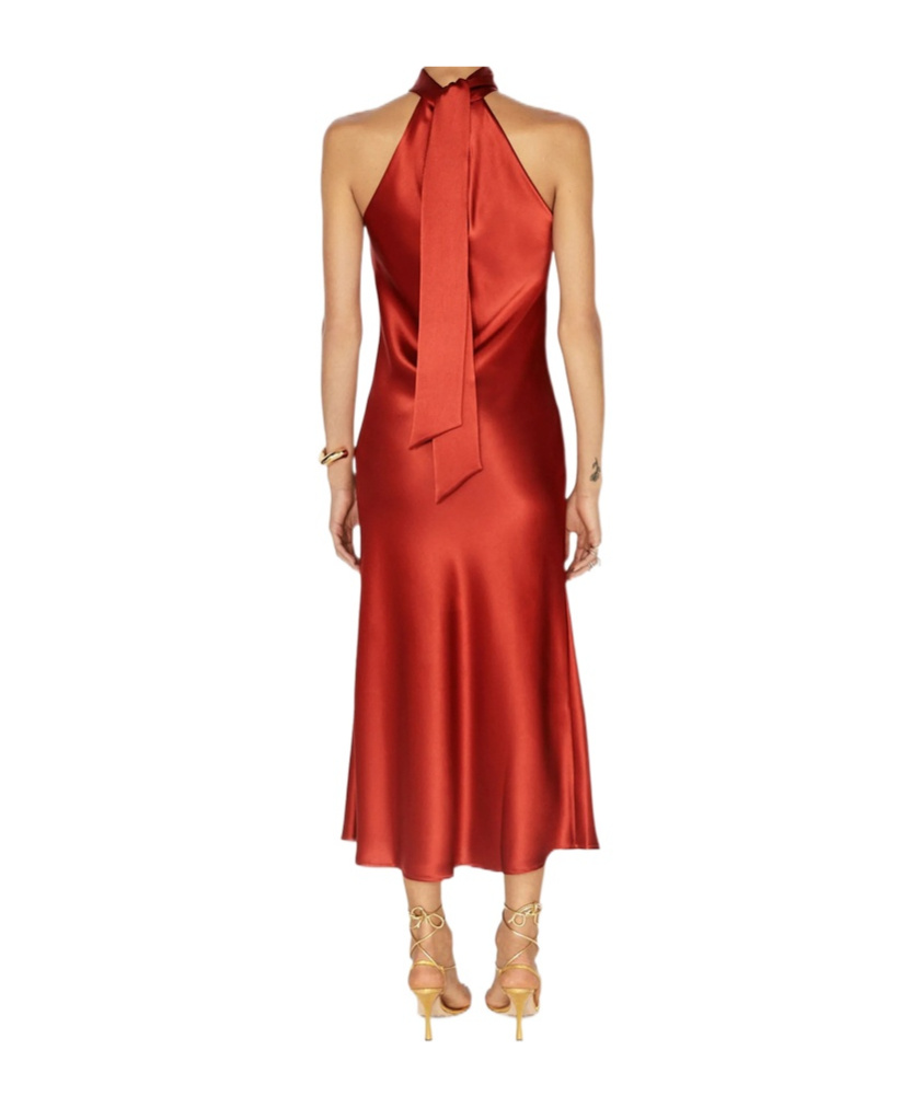 Shop Galvan Sleeveless Dress In Red