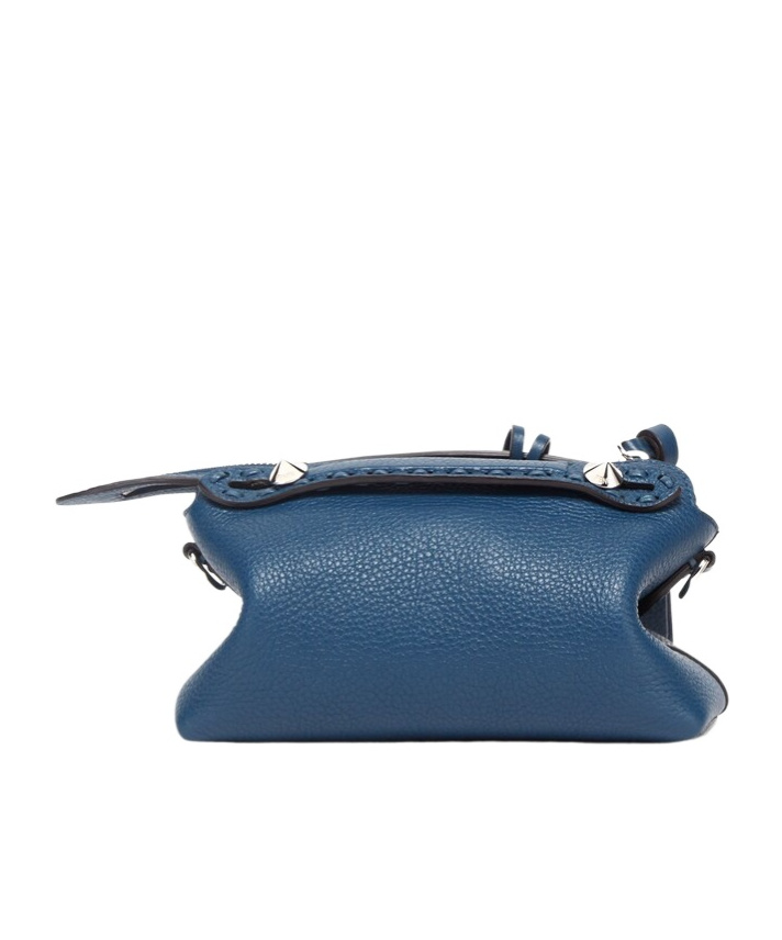 Shop Fendi Blue Selleria Mini-bag With 156 Hand-sewn Topstitches