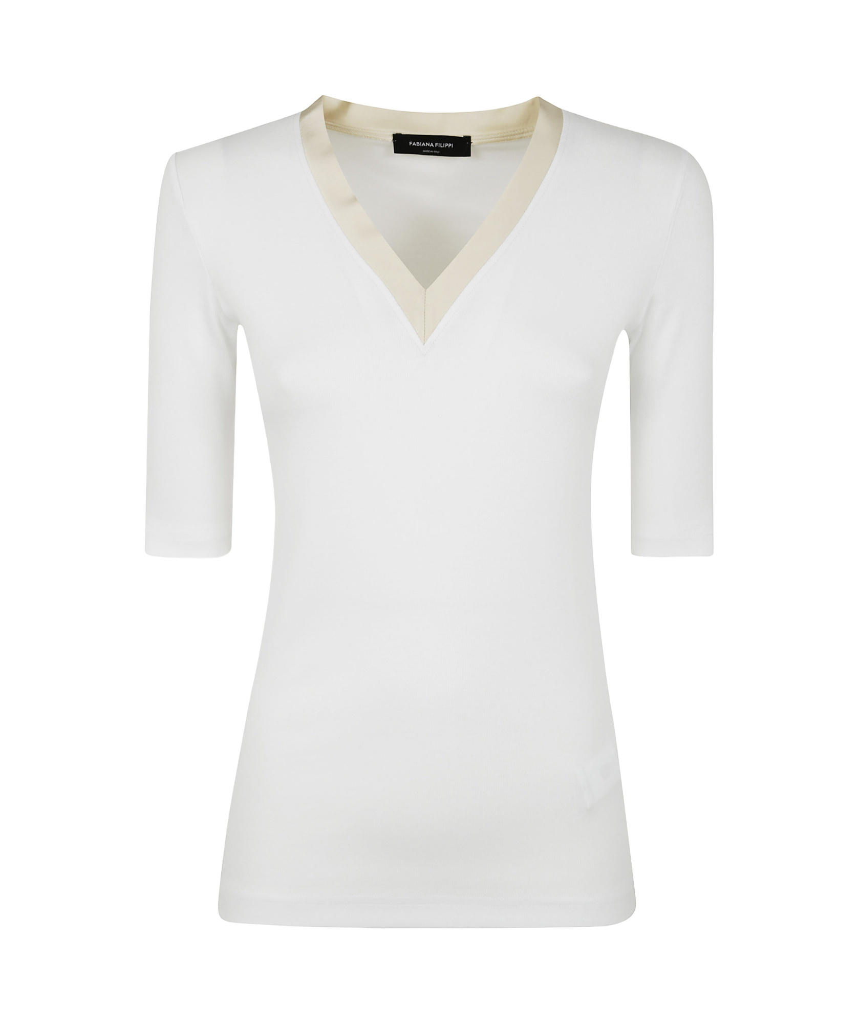 Fabiana Filippi Jersey V-neck Tshirt In Optical White