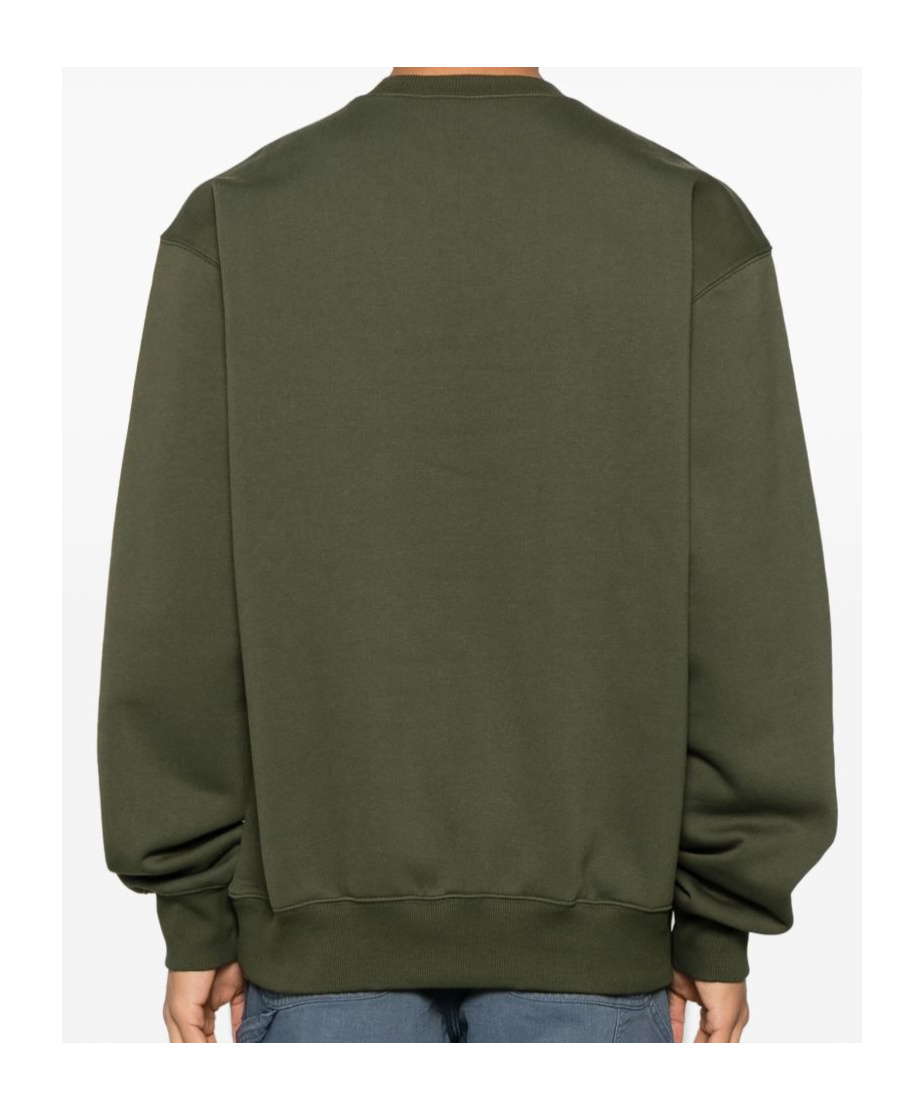 Carhartt Cotton Crewneck Sweatshirt In Military Green With Logo