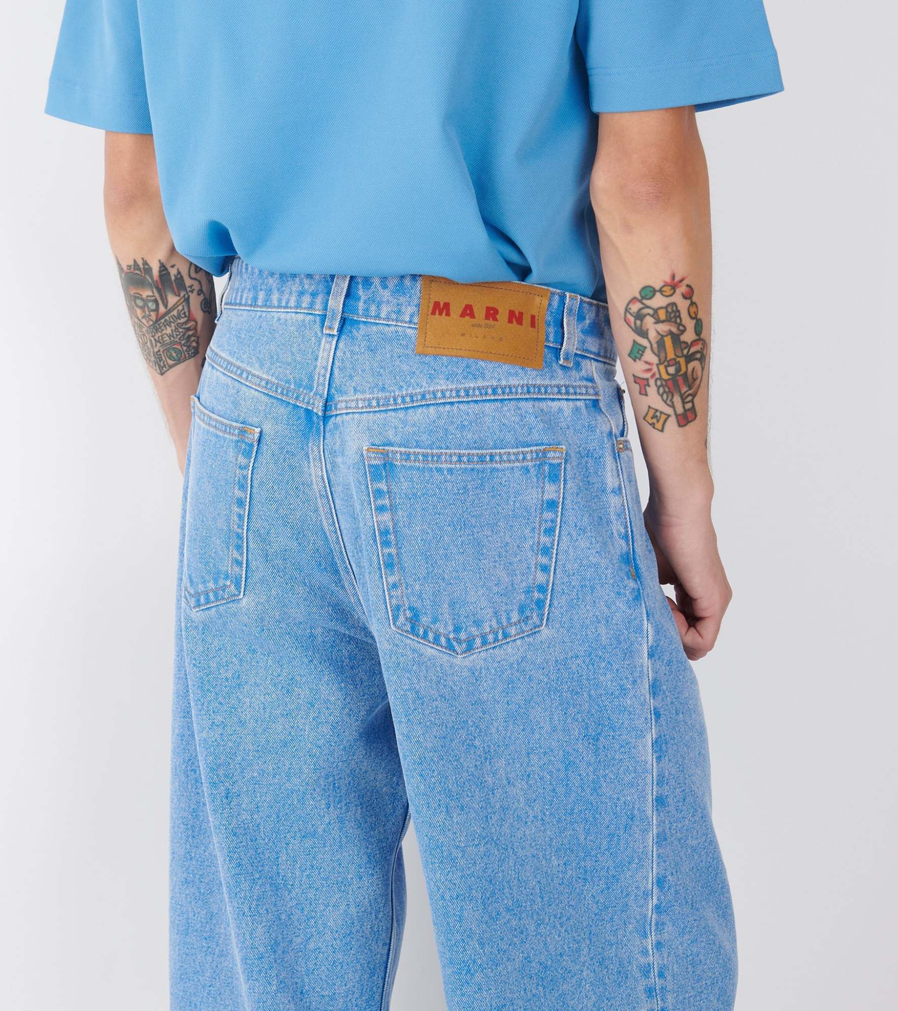 Marni Bleached Coated Denim Jeans Blue In Blue
