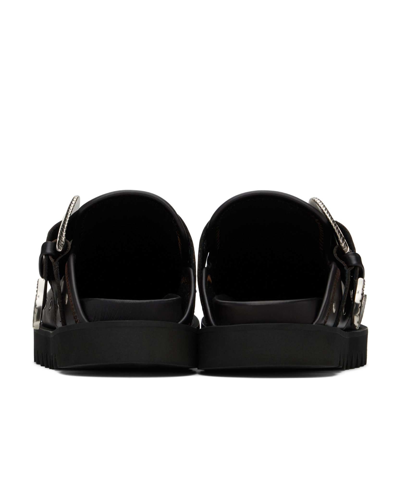 Toga Virilis Ssense Exclusive Black Eyelet Metal Sabot Slip-on Loafers In Dark Brown