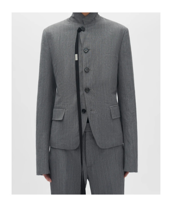 Ann Demeulemeester Reinier Slim Fit Deconstructed Jacket In Gray