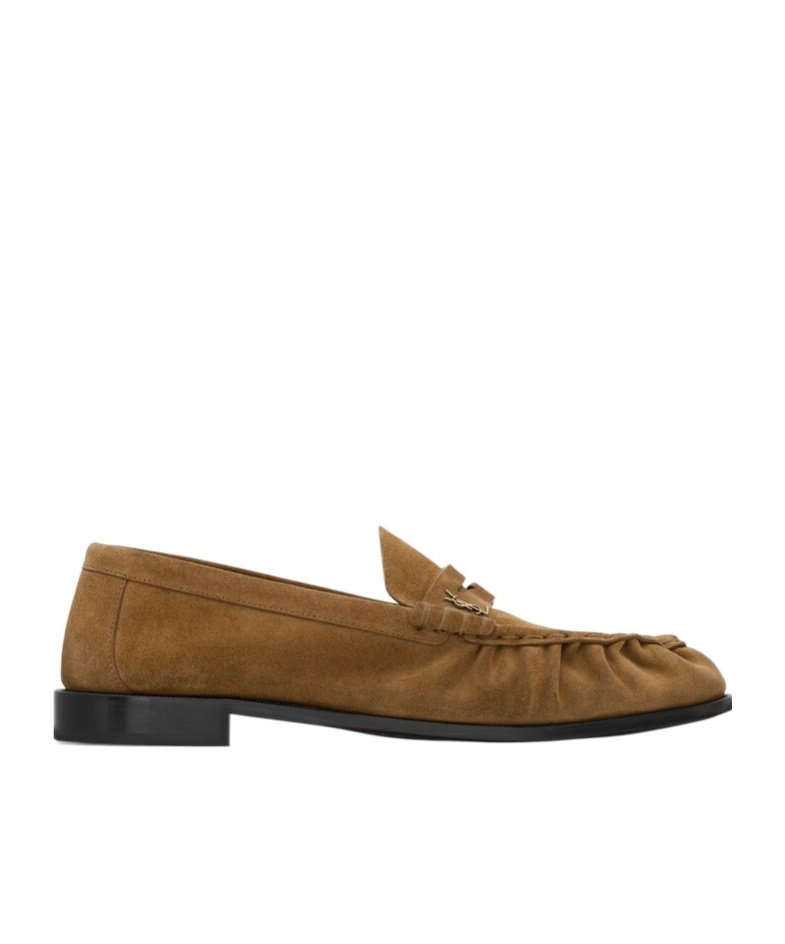 Saint Laurent Le Loafer Suede Penny Loafers In Brown