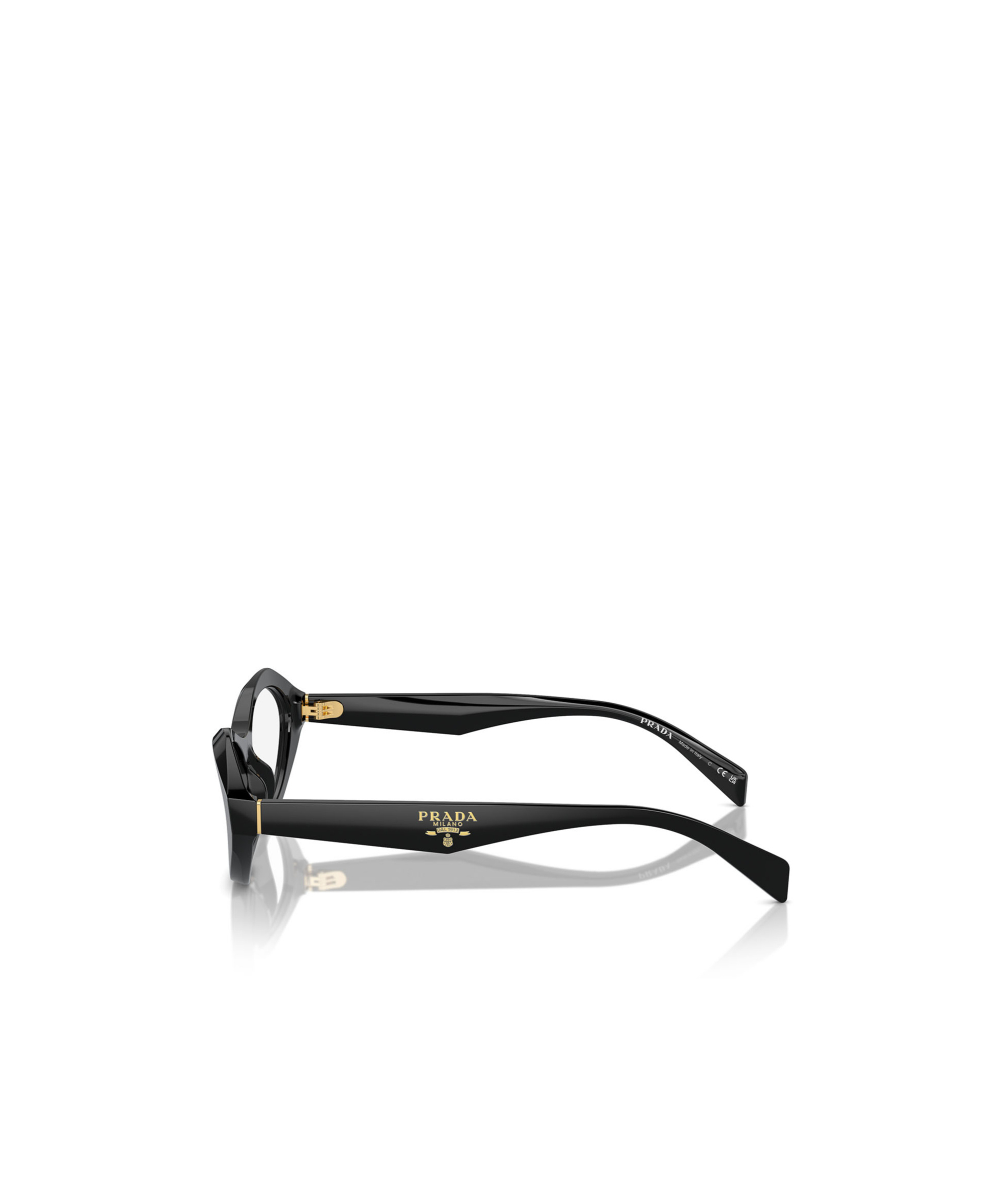 Prada Logo-engraved Oval-frame Glasses In Black