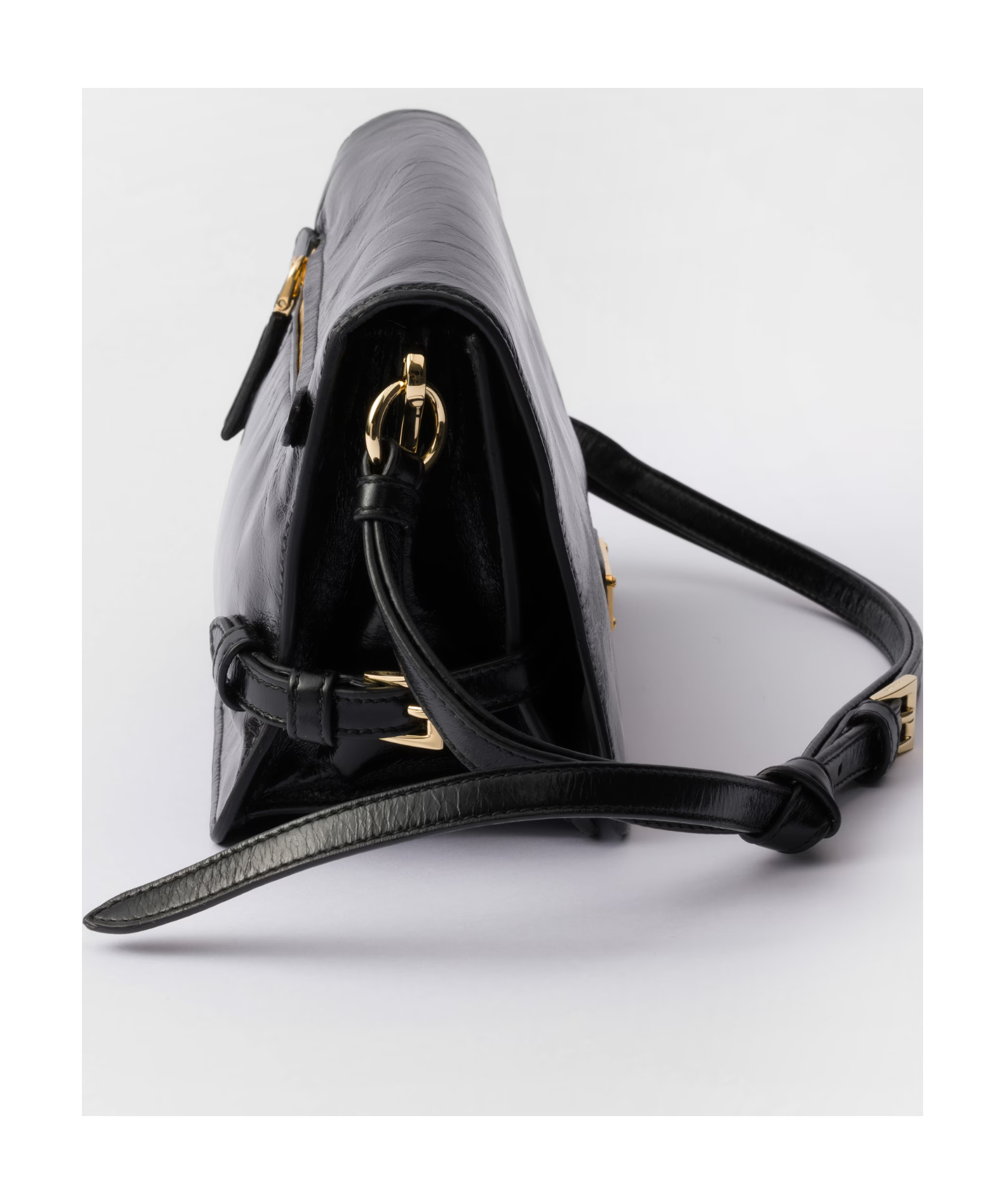 Prada Flap Soft Leather Shoulder Bag In Black