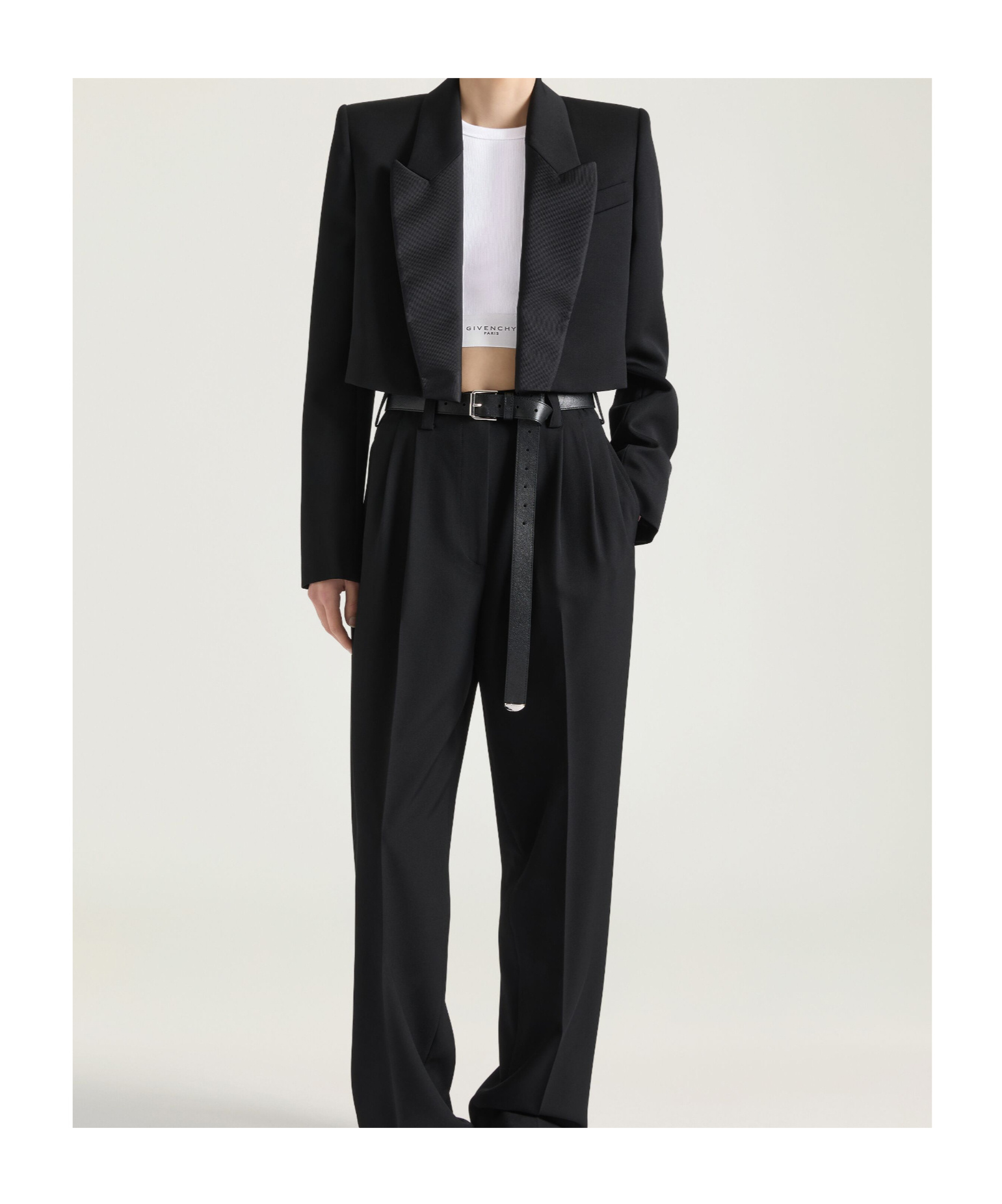 Givenchy Veste Cropped En Laine Et Mohair In Black