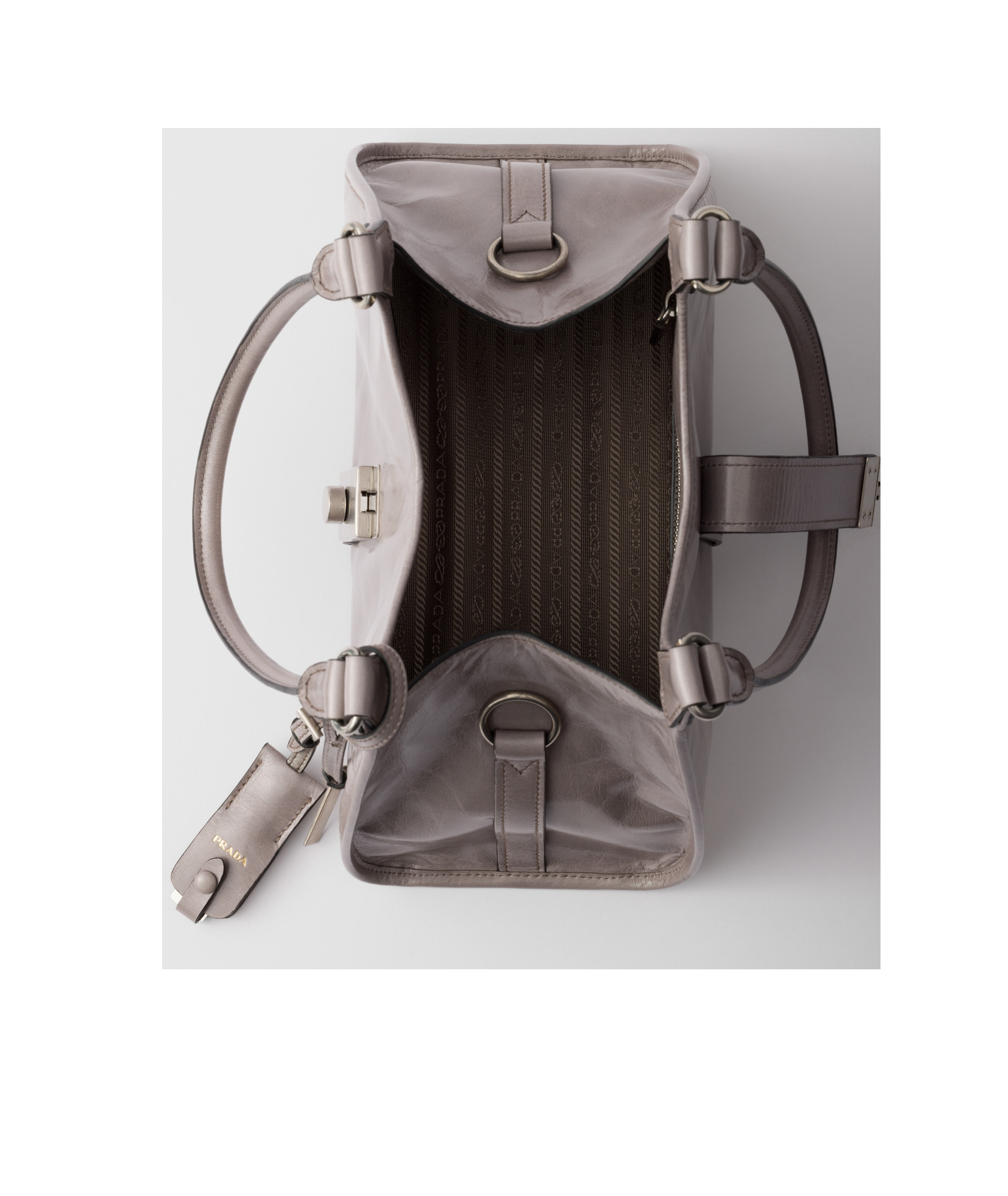 Prada Medium Leather Tote Bag In Blue-gray