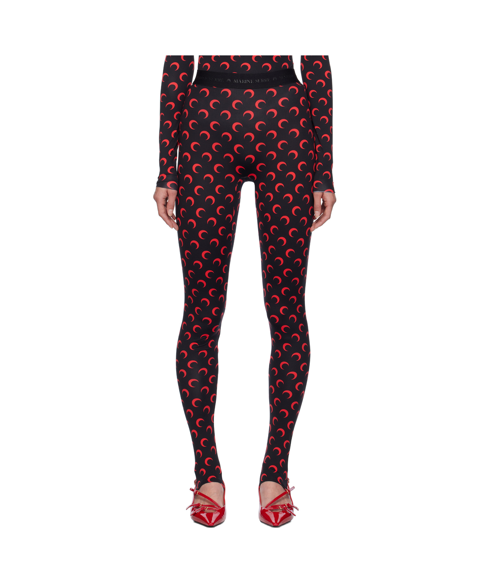 Marine Serre Recycled Jersey Moon Stirrup Leggings In Black