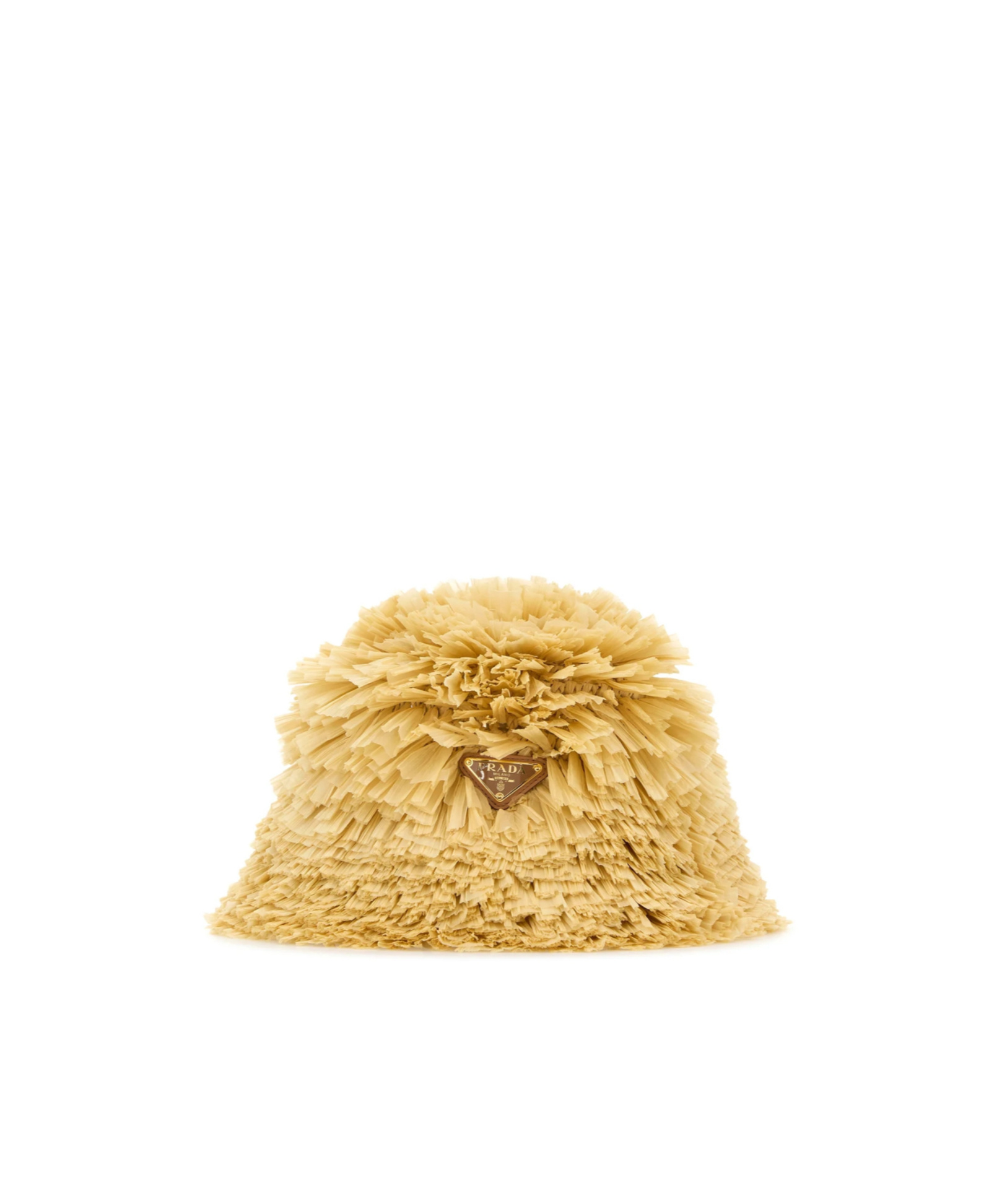 Prada Textured Raffia Bucket Hat Accessory In Yellow