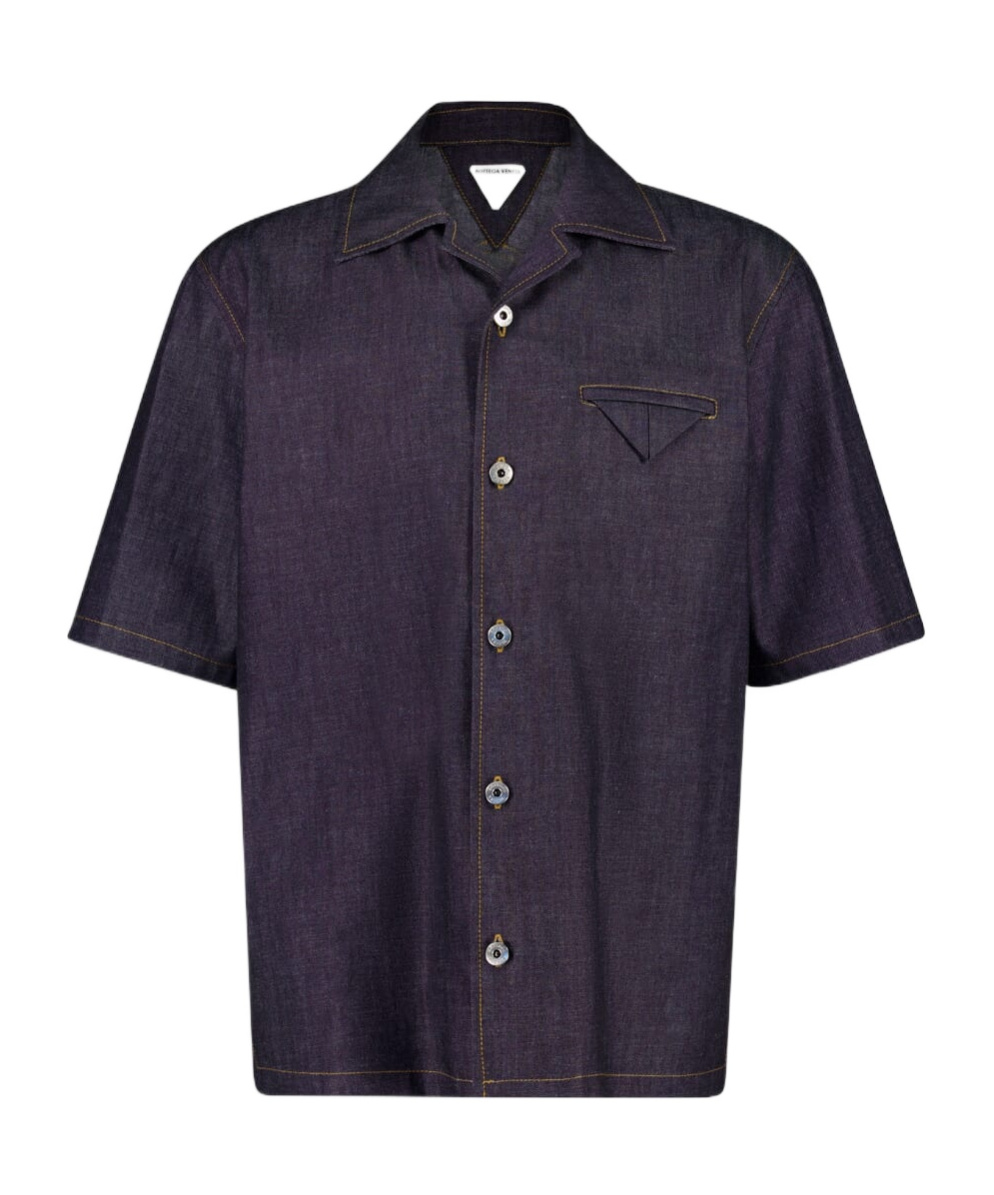 Bottega Veneta Rinsed Indigo Straight Denim Shirt In Blue
