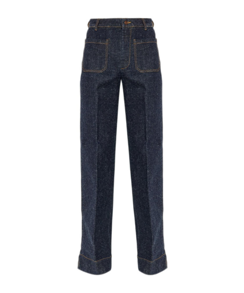Victoria Beckham Patch-pocket Jeans In Blue