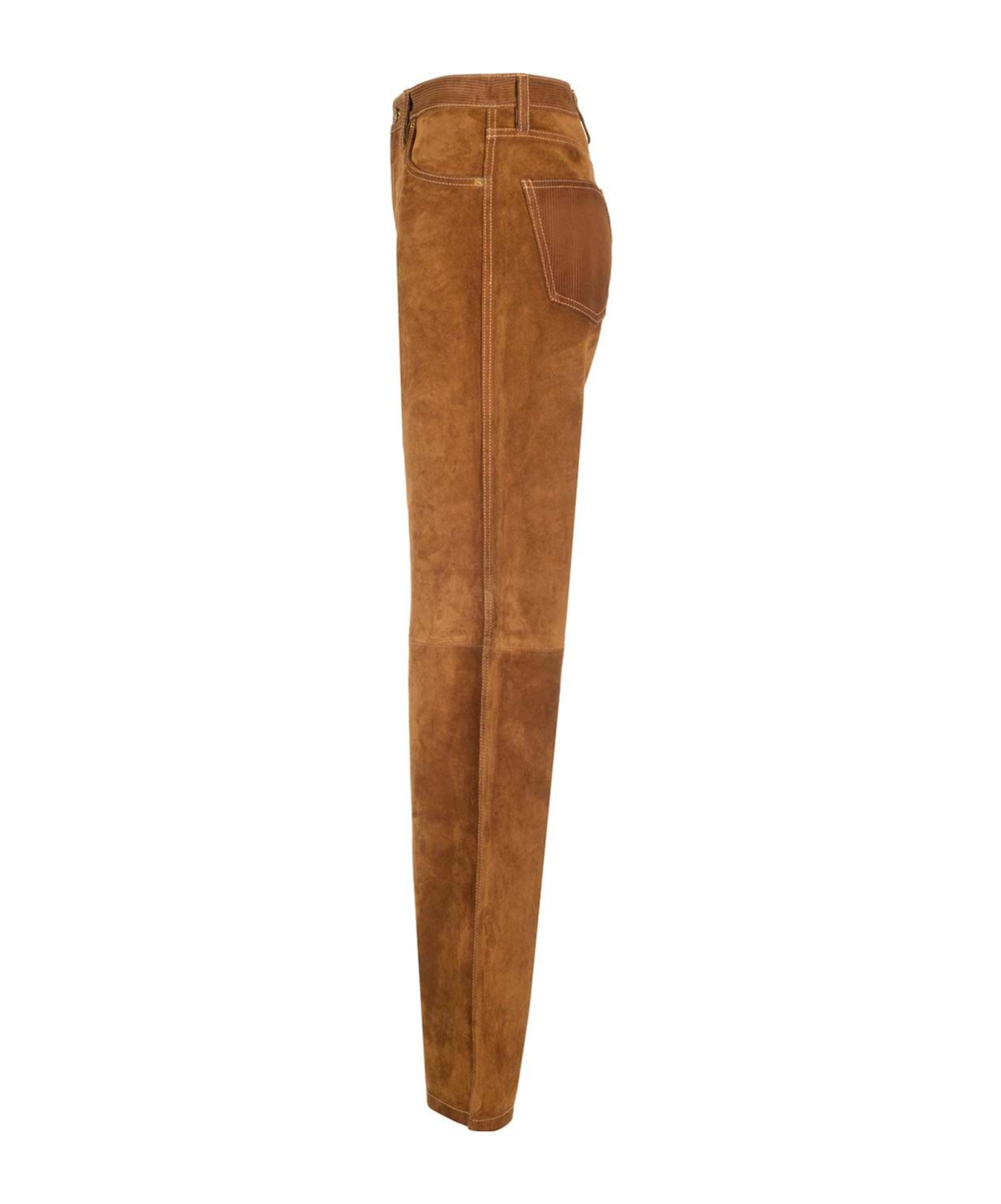 Shop Golden Goose Women's Tobacco-colored Split Leather Pants In Brown