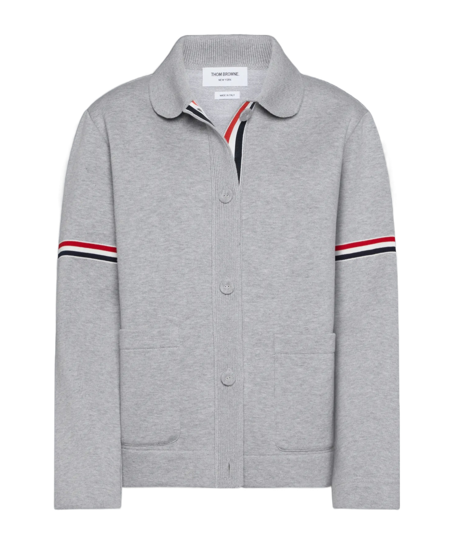 Thom Browne Rwb-stripe Cotton Jacket In Gray