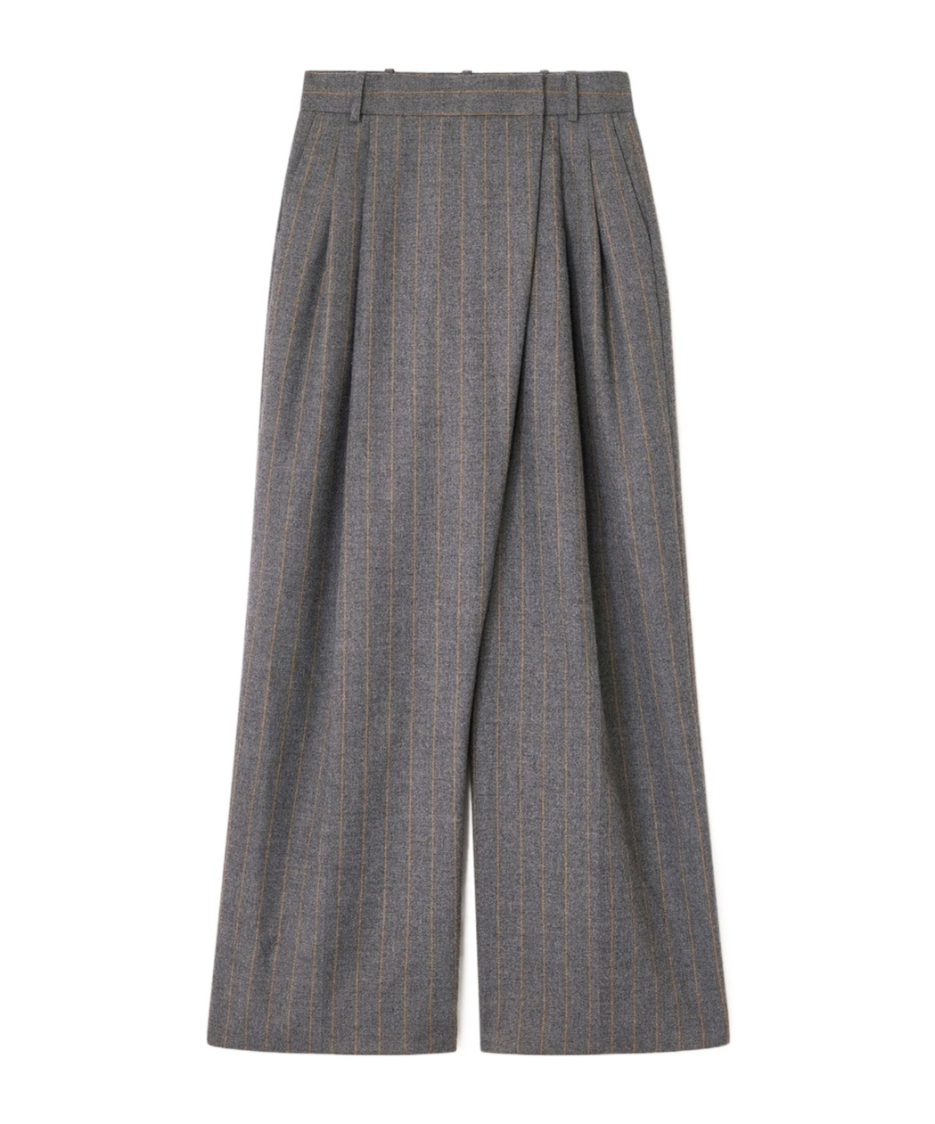Ganni Grey Stripe Cross-over Trousers In Gray