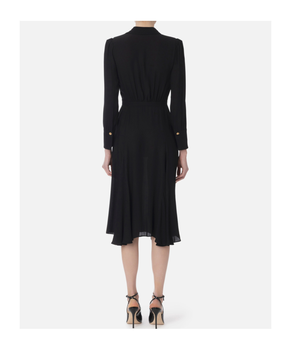 Elisabetta Franchi Dress In Georgette Fabric With Jewel Foulard Scarf In Black