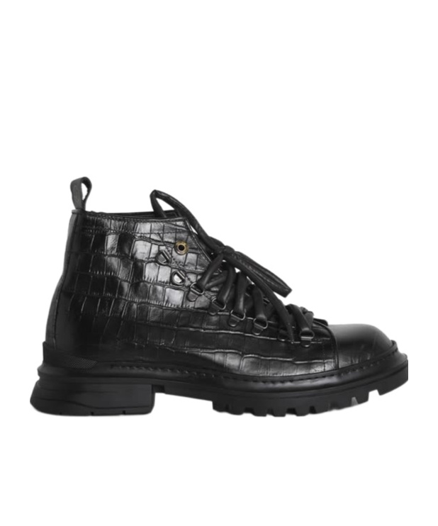 Giuliano Galiano Round Toe Lace-up Boots In Black