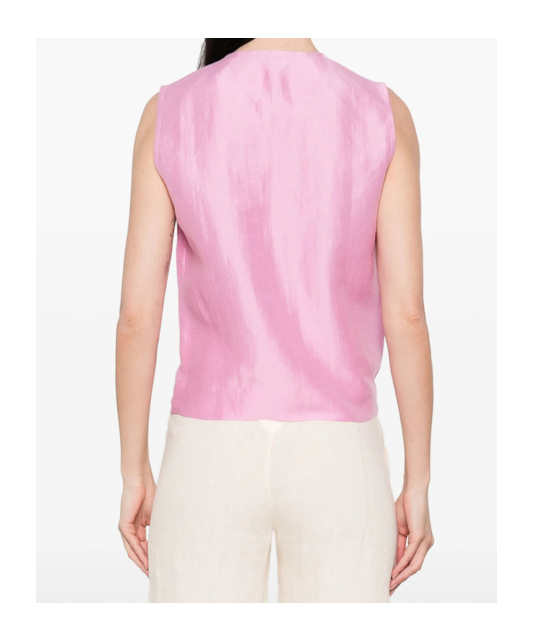 Mazzarelli Pleated Vest In Rose Pink
