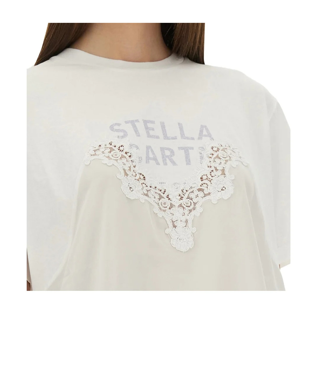 Stella Mccartney Lace Detail Graphic Print T-shirt In White