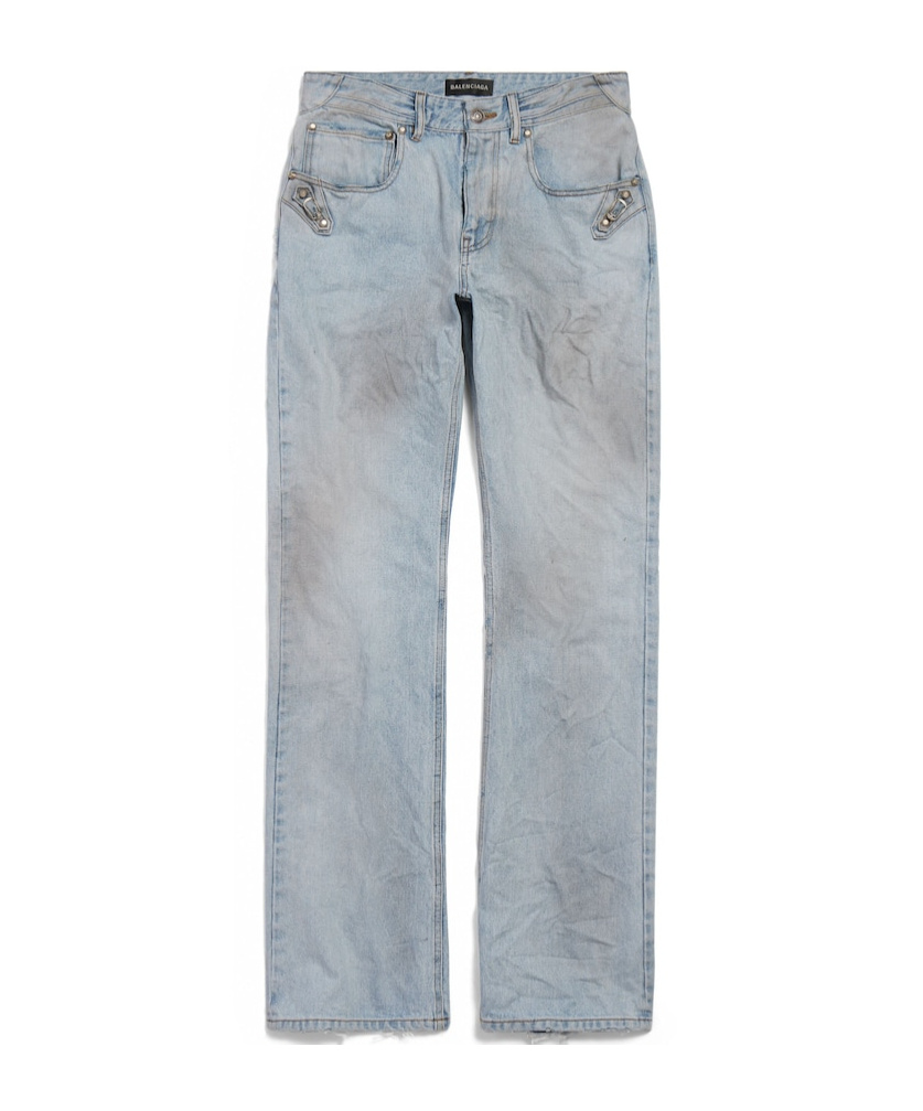 Balenciaga Women's City Straight Pants In Light Blue In Blue