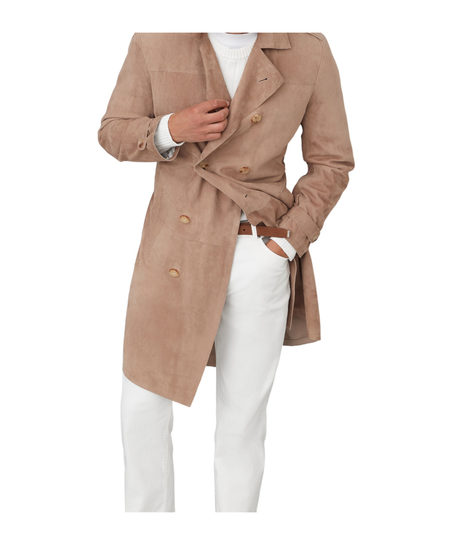 Brunello Cucinelli Double-breasted Lamb Leather Coat In Brown