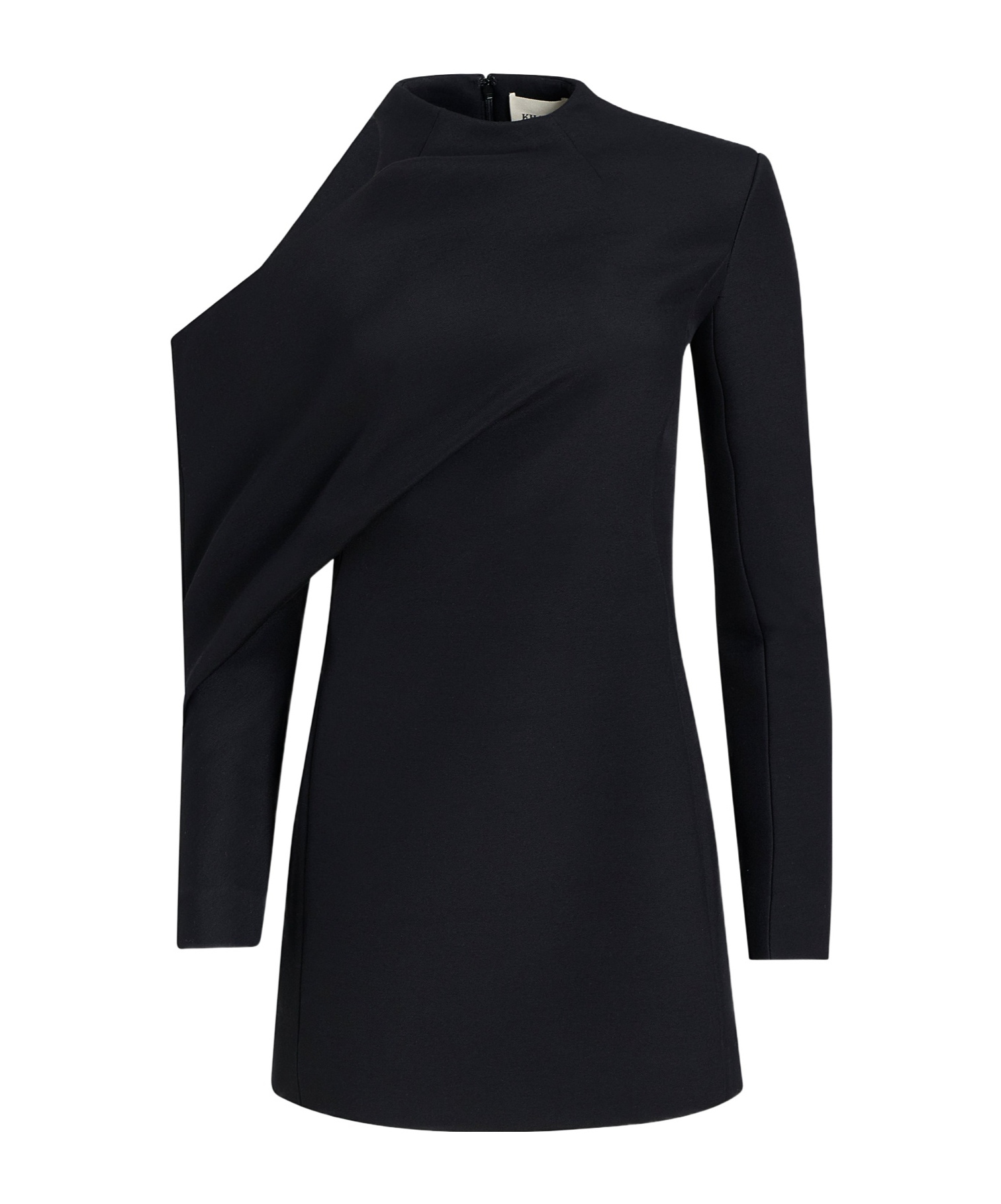 Khaite Tristan Draped Cold-shoulder Long-sleeve Top In Black