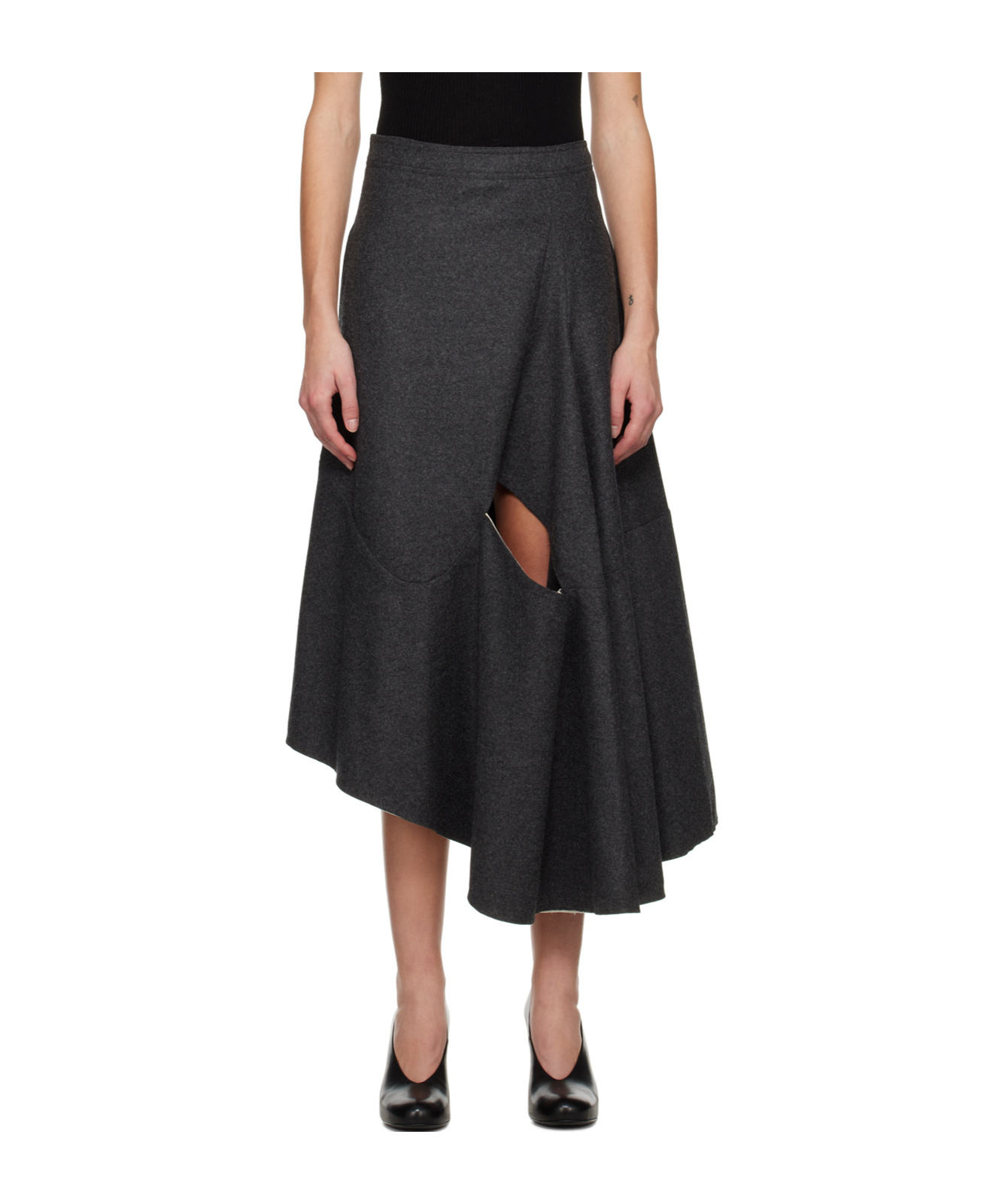 Niccolò Pasqualetti Gray Lacuna Midi Skirt