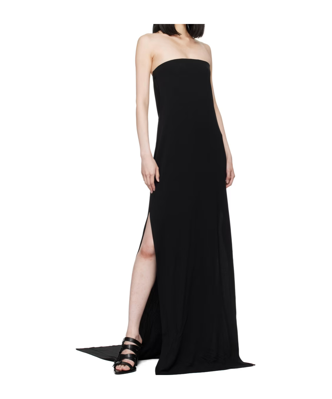 Ann Demeulemeester Aura Strapless Jersey Long Dress In Black