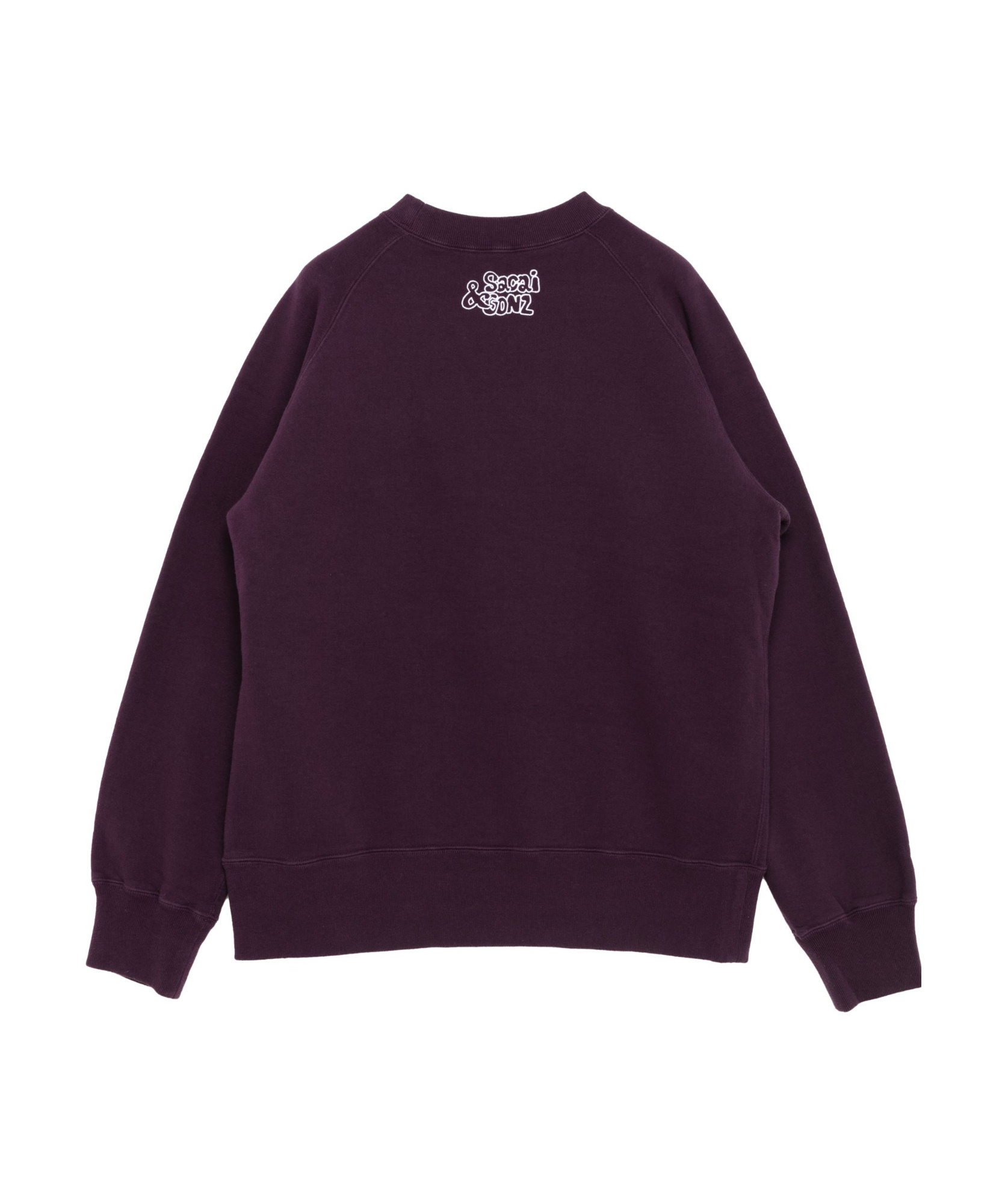 Sacai Graphic Print Crewneck Sweatshirt With Ribbed Cuffs In Brown