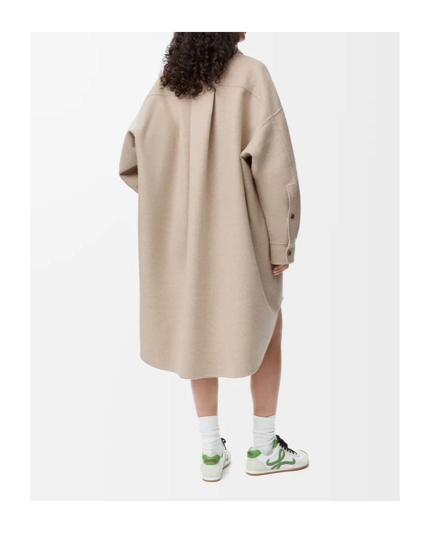 Loewe Wool-cashmere Collared Coat In Neutral