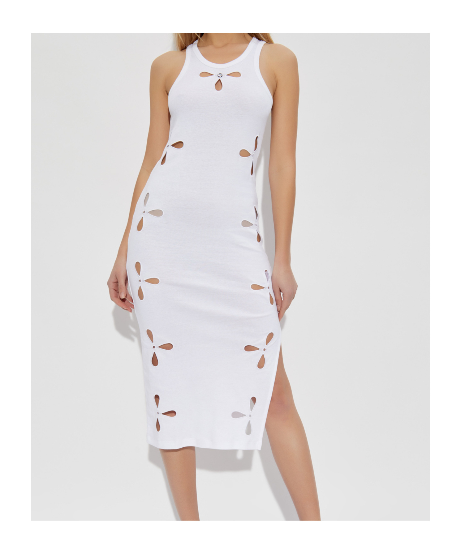 Coperni Dress With Openwork Pattern In White