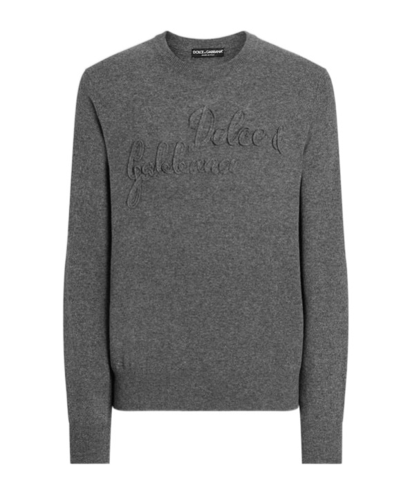 Dolce & Gabbana Grey Crewneck Logo Sweater In Gray