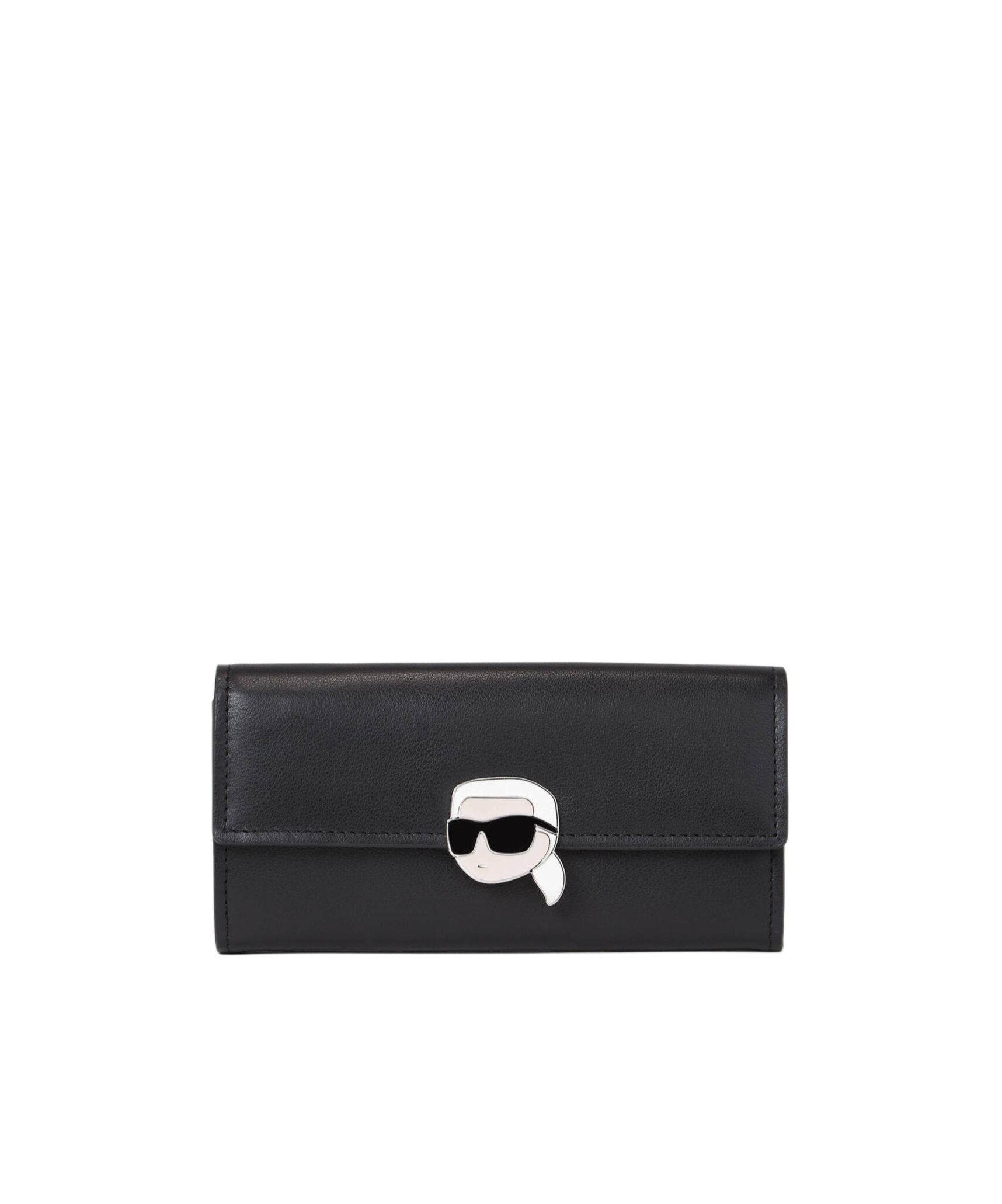 Karl Lagerfeld Ikon Leather Continental Wallet In Black