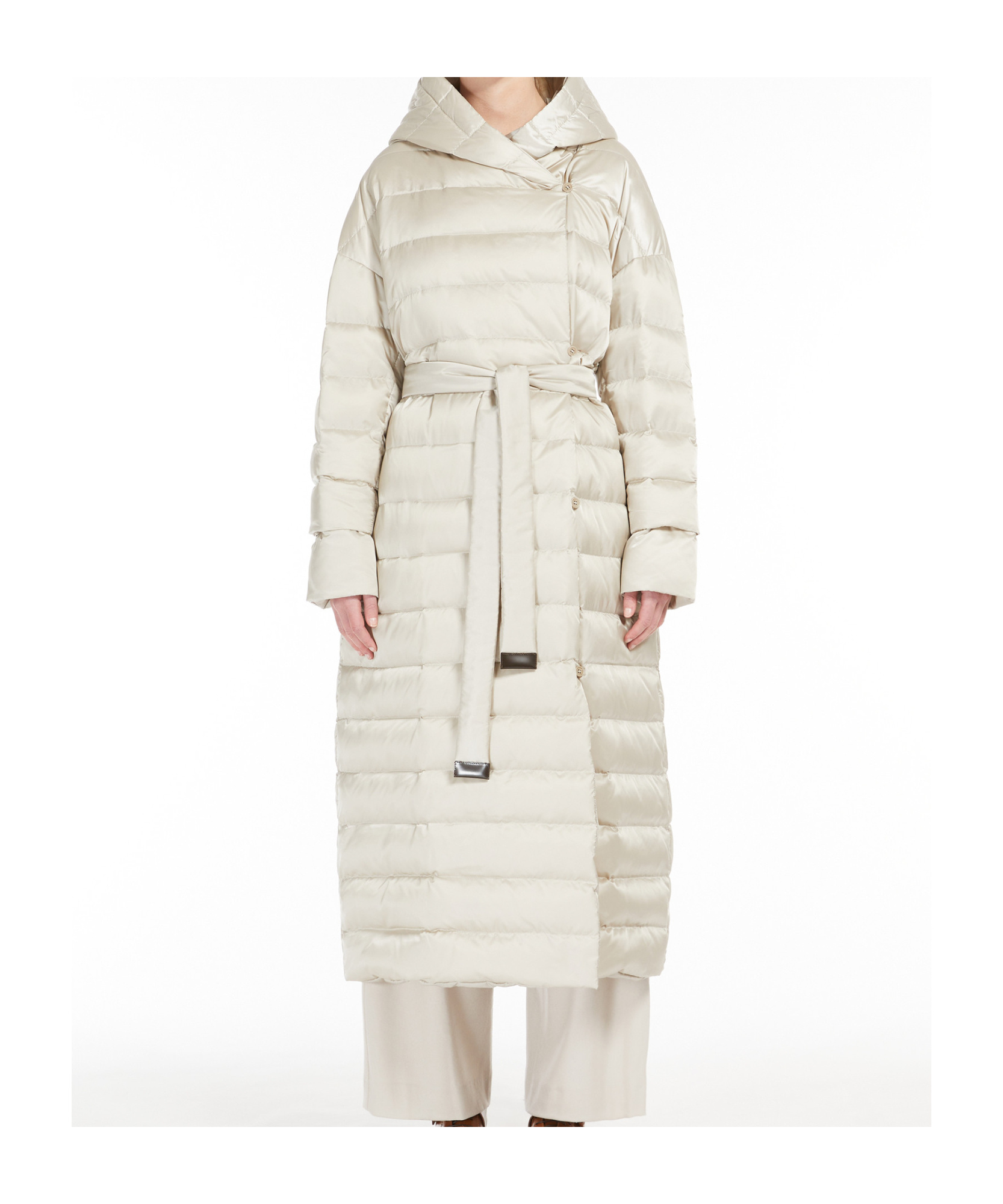 Max Mara Hooded Down Jacket In White